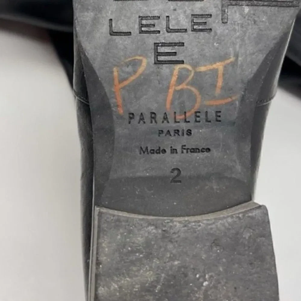 Parallele Paris France womans thigh high flat boots black leather UK 2 Us4 BoxE